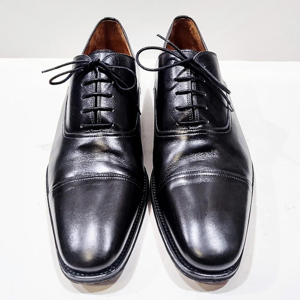 Magnanni Alpin Black Leather Cap Toe Oxford Dress Shoes Men 14M 18437 Made Spain